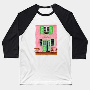 Pink Paris Cafe Baseball T-Shirt